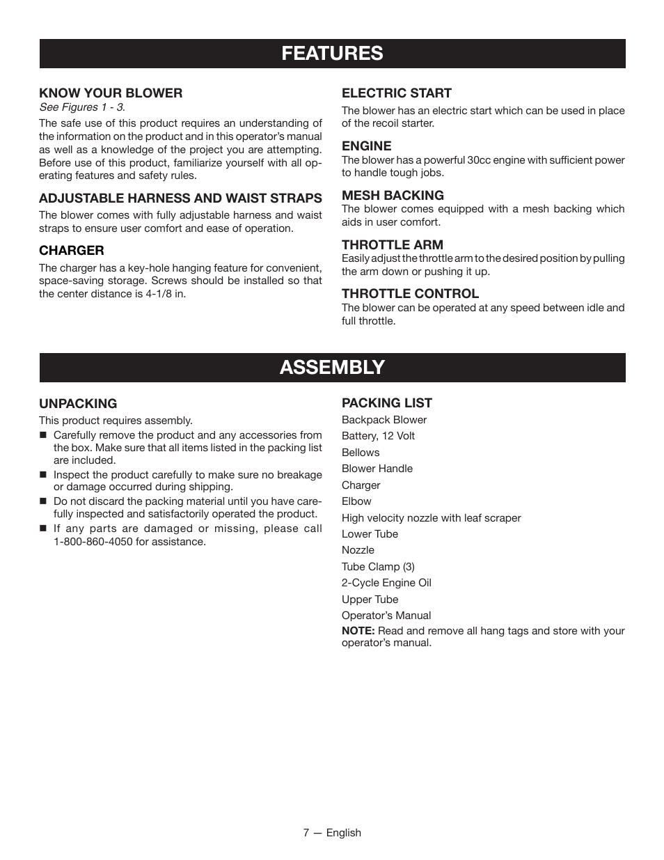 Features assembly | Ryobi RY09600 User Manual | Page 9 / 50