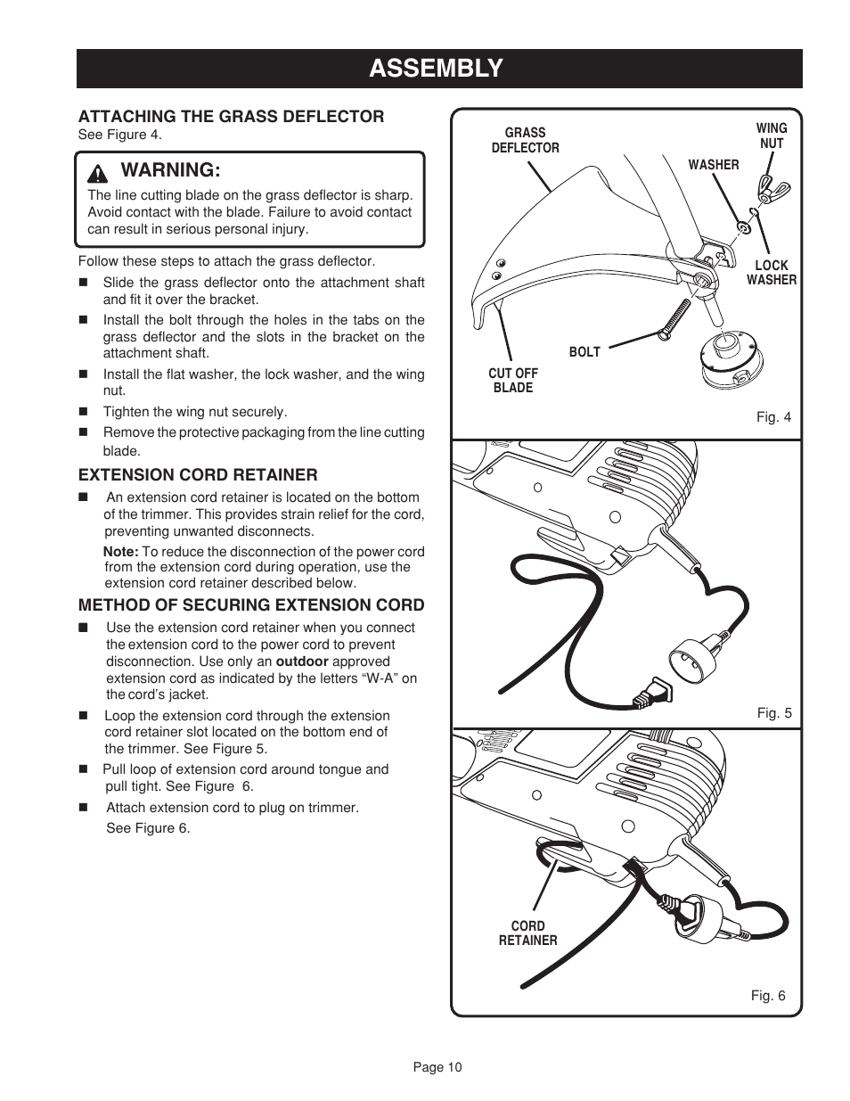 Assembly, Warning | Ryobi RY41002 User Manual | Page 10 / 18