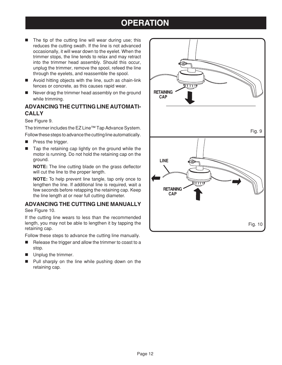 Operation | Ryobi RY41002 User Manual | Page 12 / 18