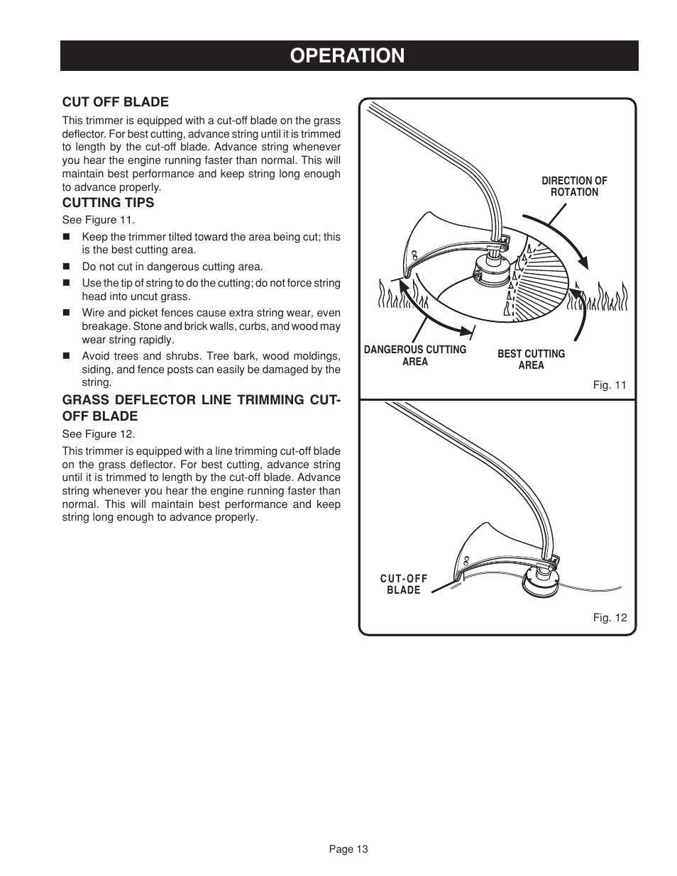 Operation | Ryobi RY41002 User Manual | Page 13 / 18