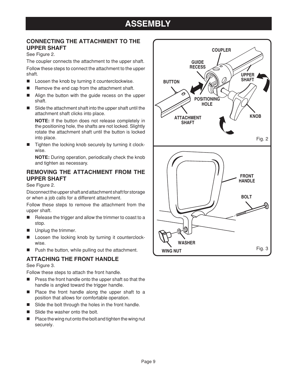 Assembly | Ryobi RY41002 User Manual | Page 9 / 18