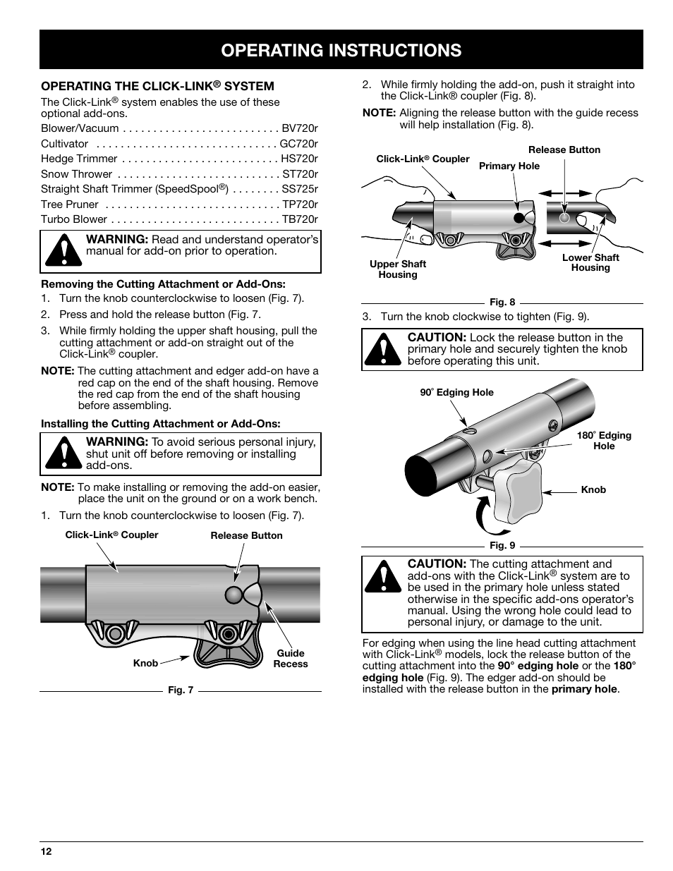 Operating instructions | Ryobi 725rE User Manual | Page 12 / 28