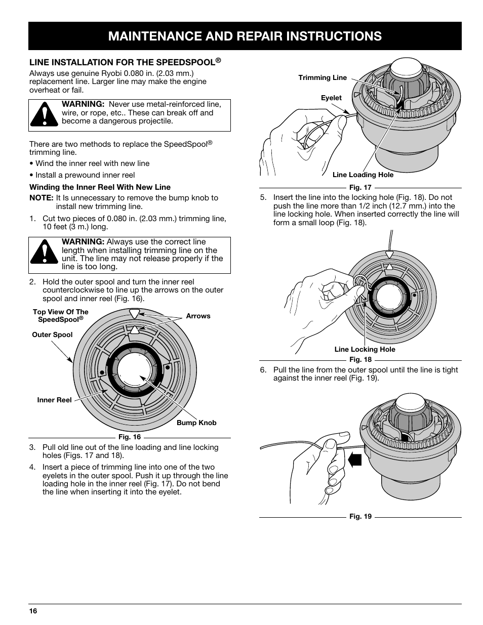 Maintenance and repair instructions | Ryobi 725rE User Manual | Page 16 / 28