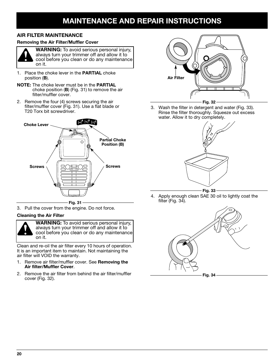 Maintenance and repair instructions | Ryobi 725rE User Manual | Page 20 / 28