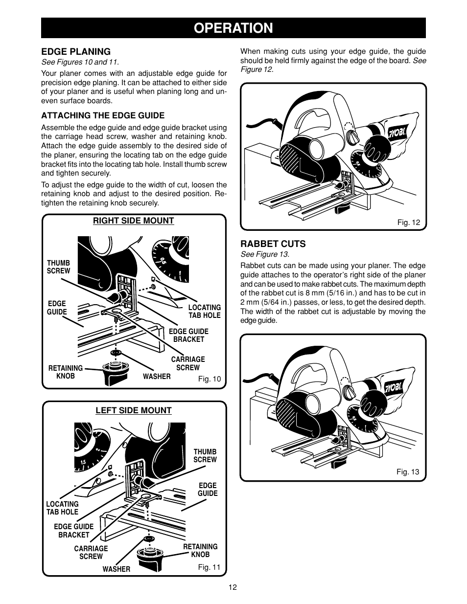 Operation | Ryobi HPL50 User Manual | Page 12 / 18