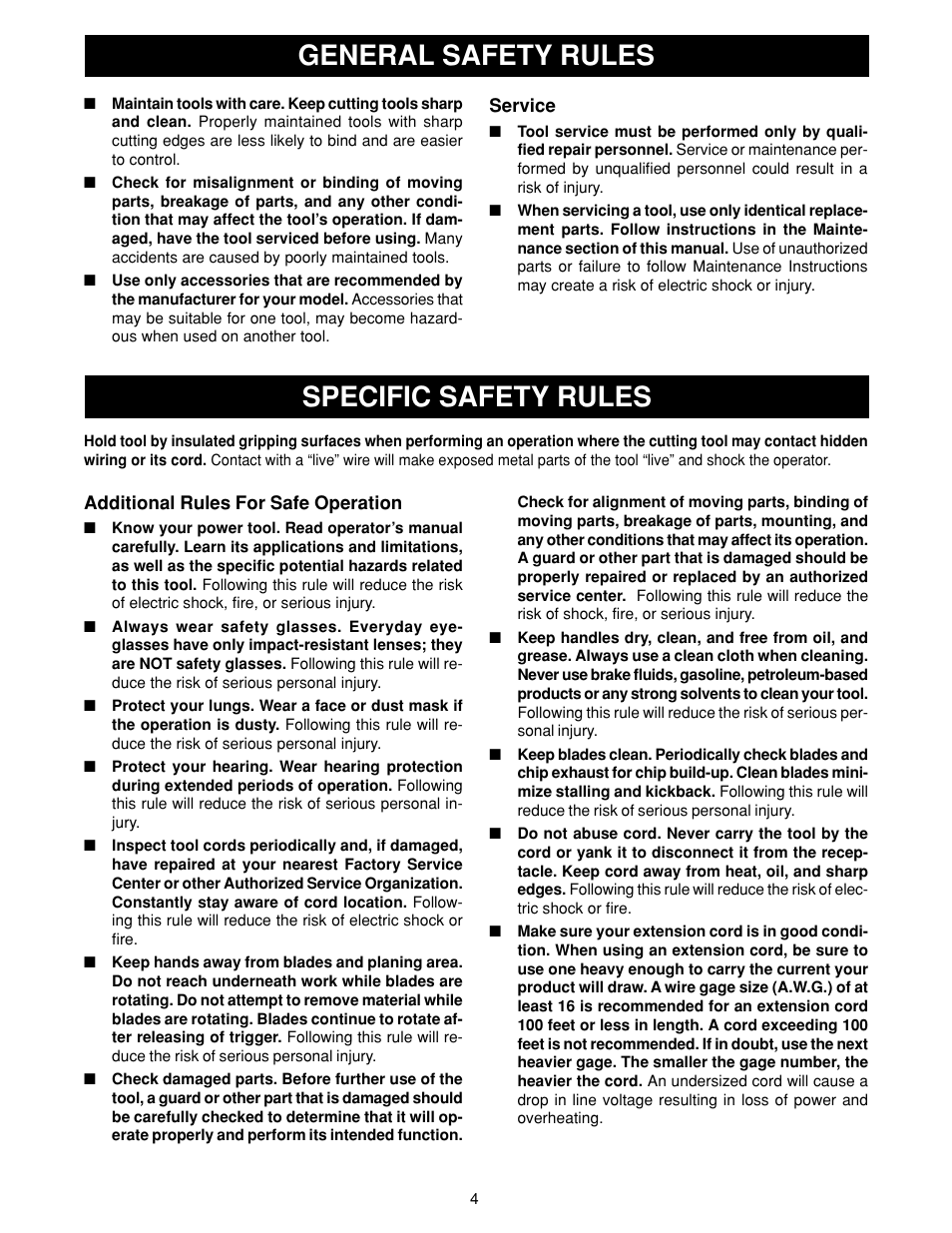 General safety rules, Specific safety rules | Ryobi HPL50 User Manual | Page 4 / 18