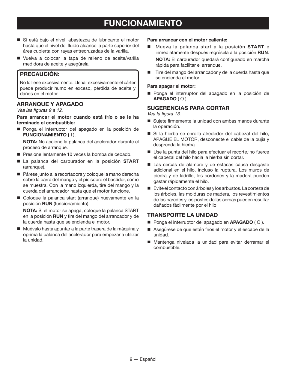 Funcionamiento | Ryobi RY13010 User Manual | Page 37 / 44