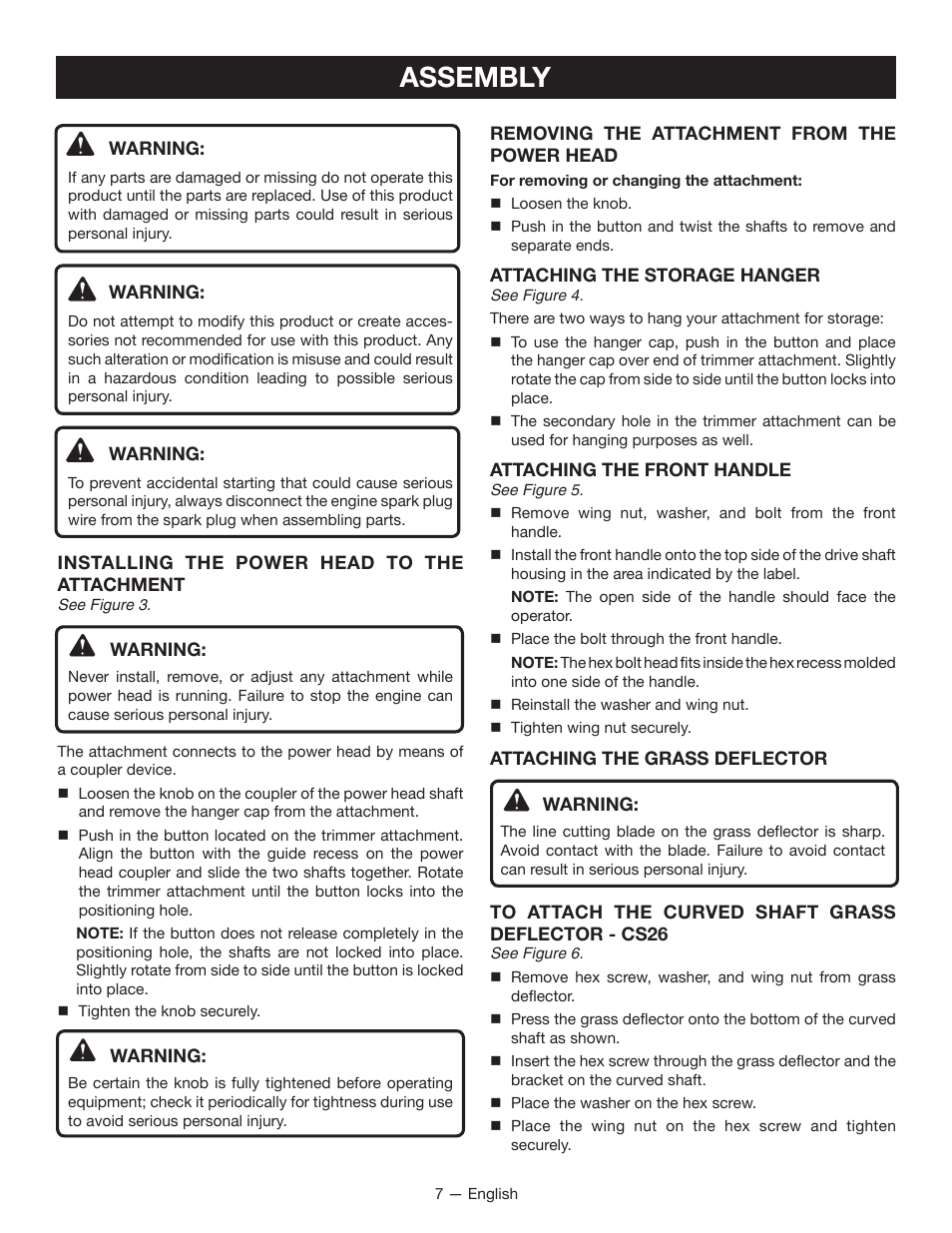 Assembly | Ryobi String Trimmers CS26 User Manual | Page 11 / 48