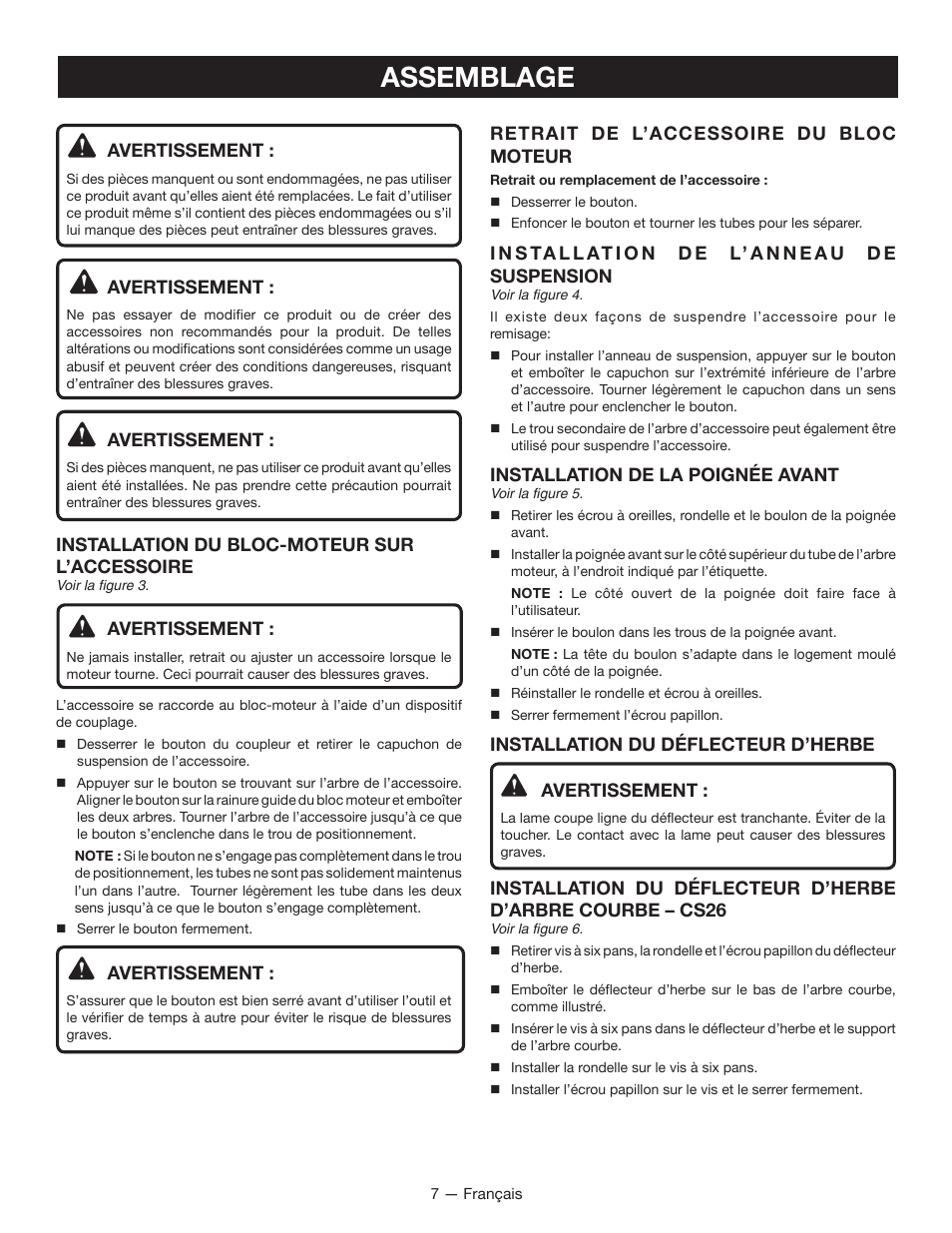 Assemblage | Ryobi String Trimmers CS26 User Manual | Page 26 / 48