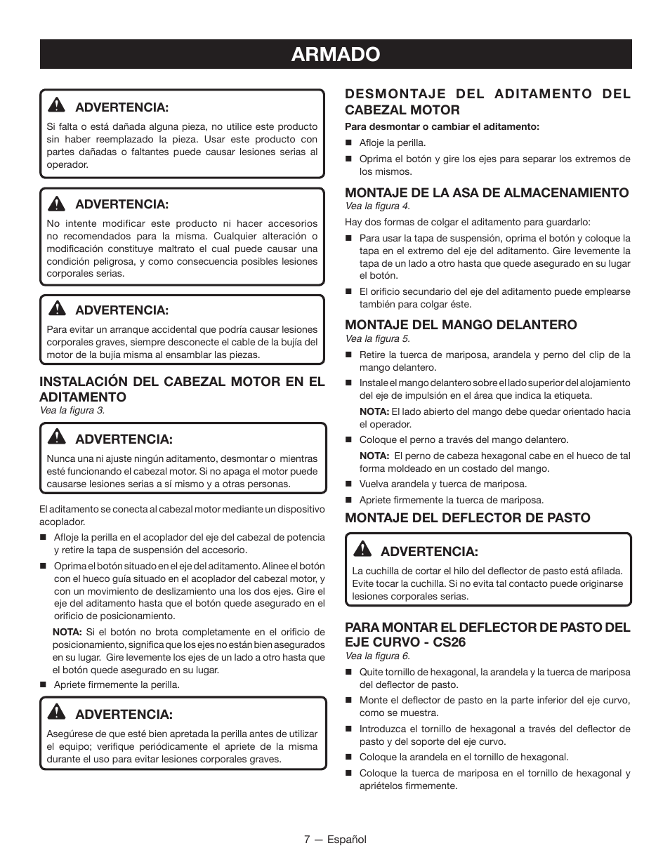 Armado | Ryobi String Trimmers CS26 User Manual | Page 39 / 48