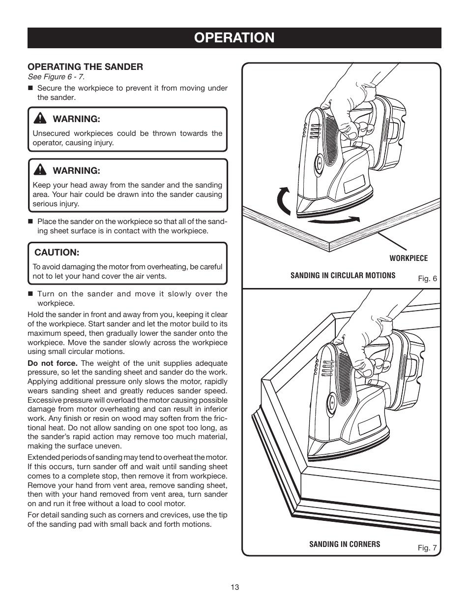 Operation | Ryobi P400 User Manual | Page 13 / 16