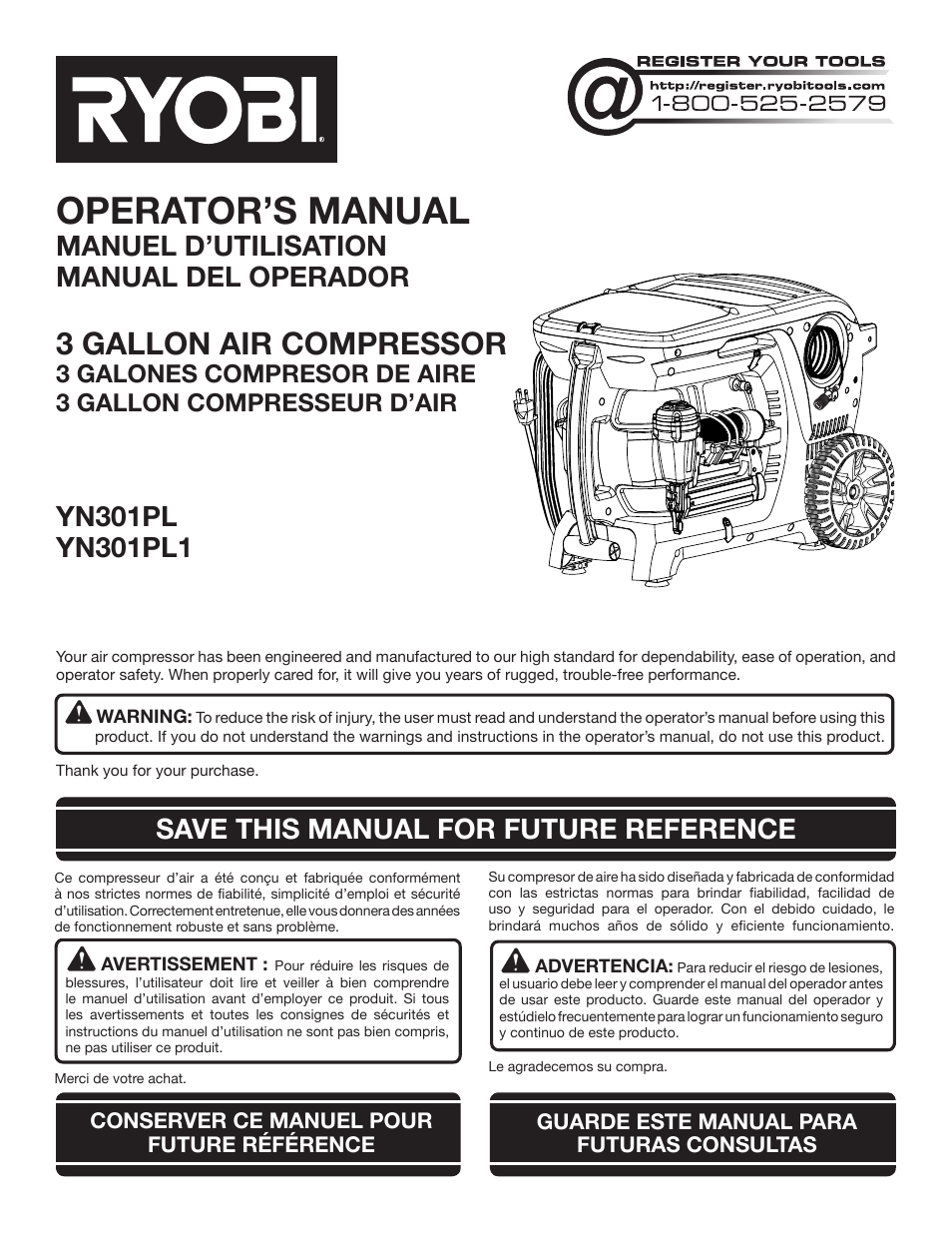 Ryobi YN301PL1 User Manual | 48 pages