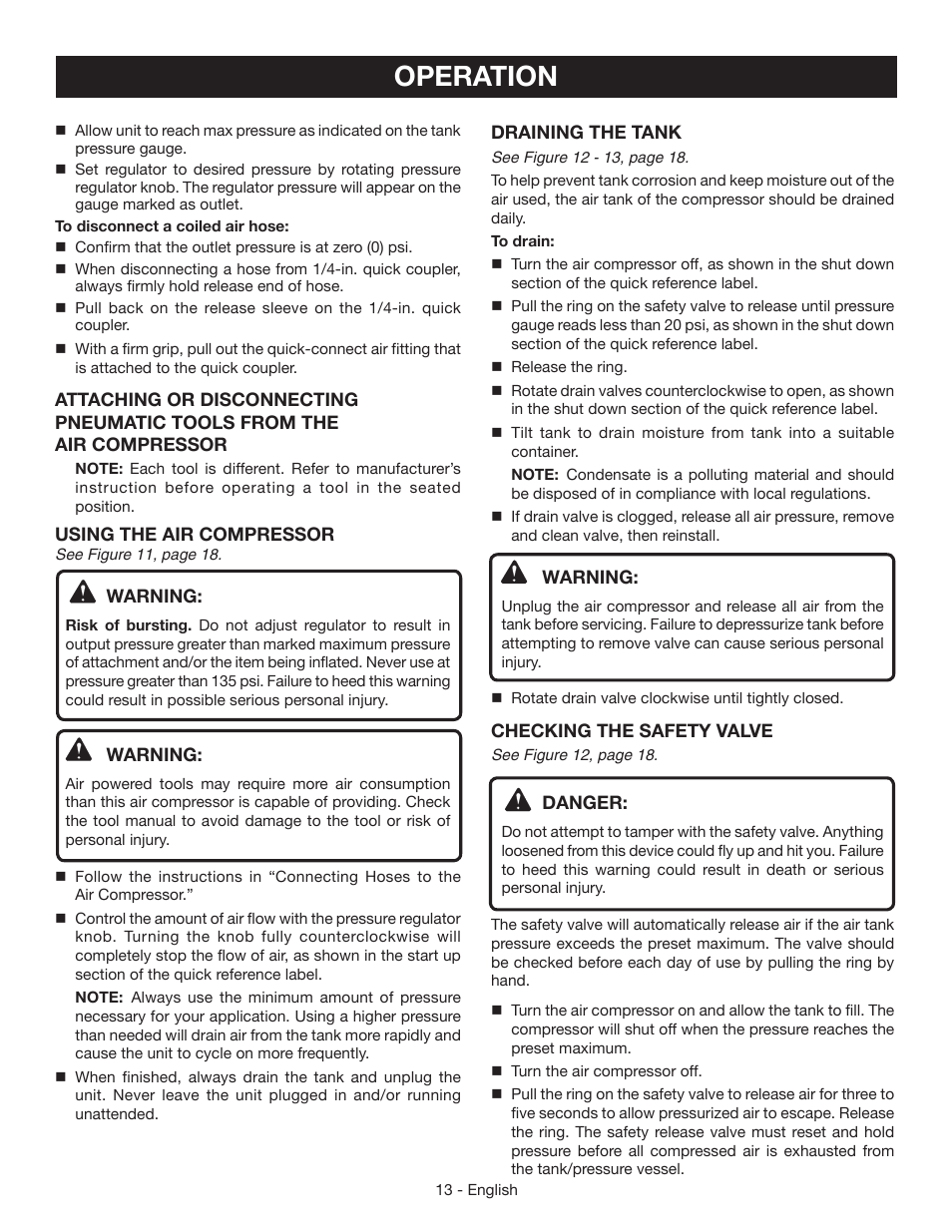 Operation | Ryobi YN301PL1 User Manual | Page 13 / 48