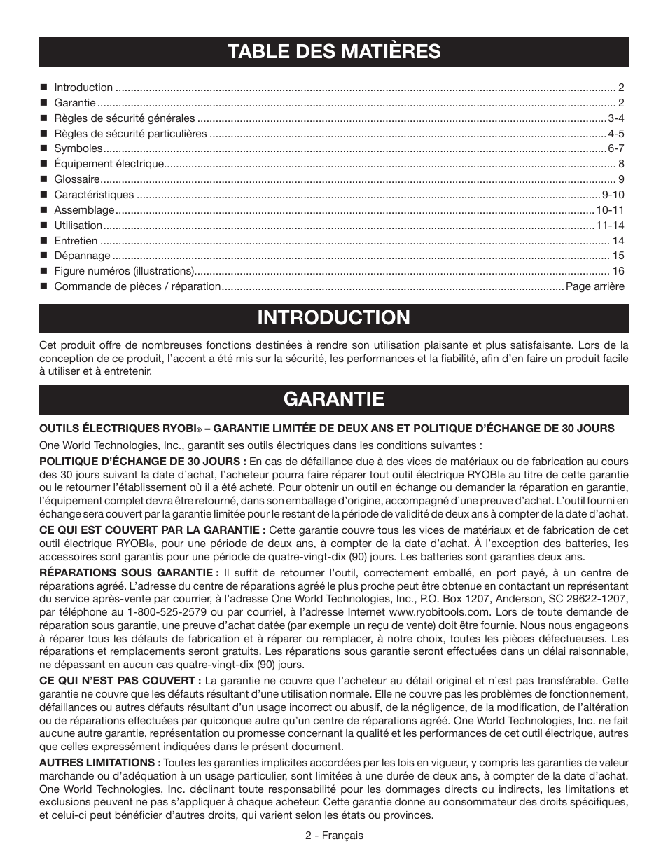 Ryobi YN301PL1 User Manual | Page 16 / 48