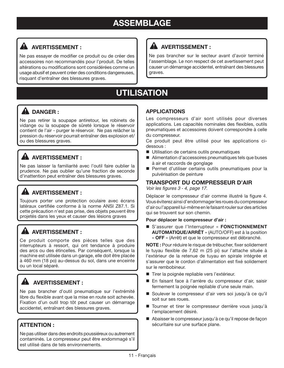 Utilisation, Assemblage | Ryobi YN301PL1 User Manual | Page 25 / 48