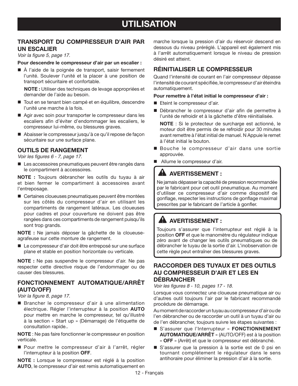 Utilisation | Ryobi YN301PL1 User Manual | Page 26 / 48