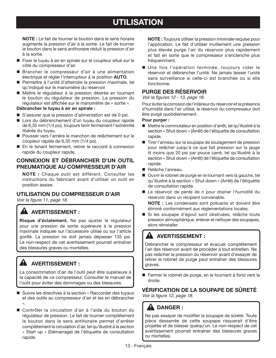 Utilisation | Ryobi YN301PL1 User Manual | Page 27 / 48