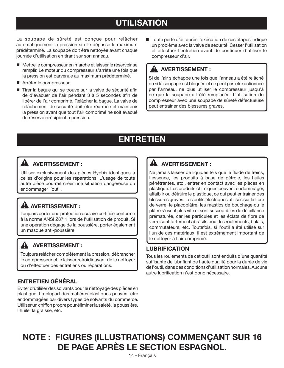 Entretien, Utilisation | Ryobi YN301PL1 User Manual | Page 28 / 48