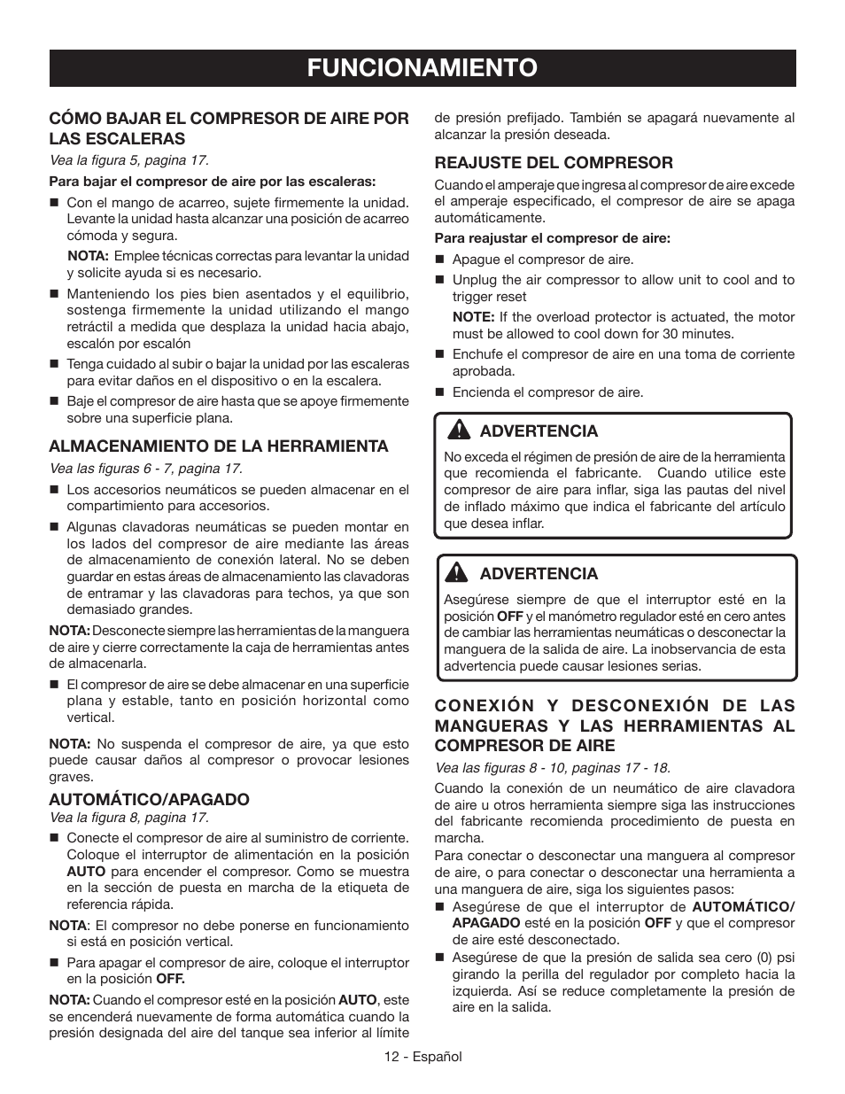 Funcionamiento | Ryobi YN301PL1 User Manual | Page 40 / 48