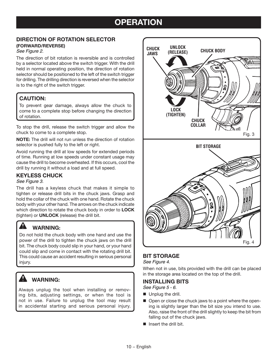 Operation | Ryobi D46CK User Manual | Page 10 / 16