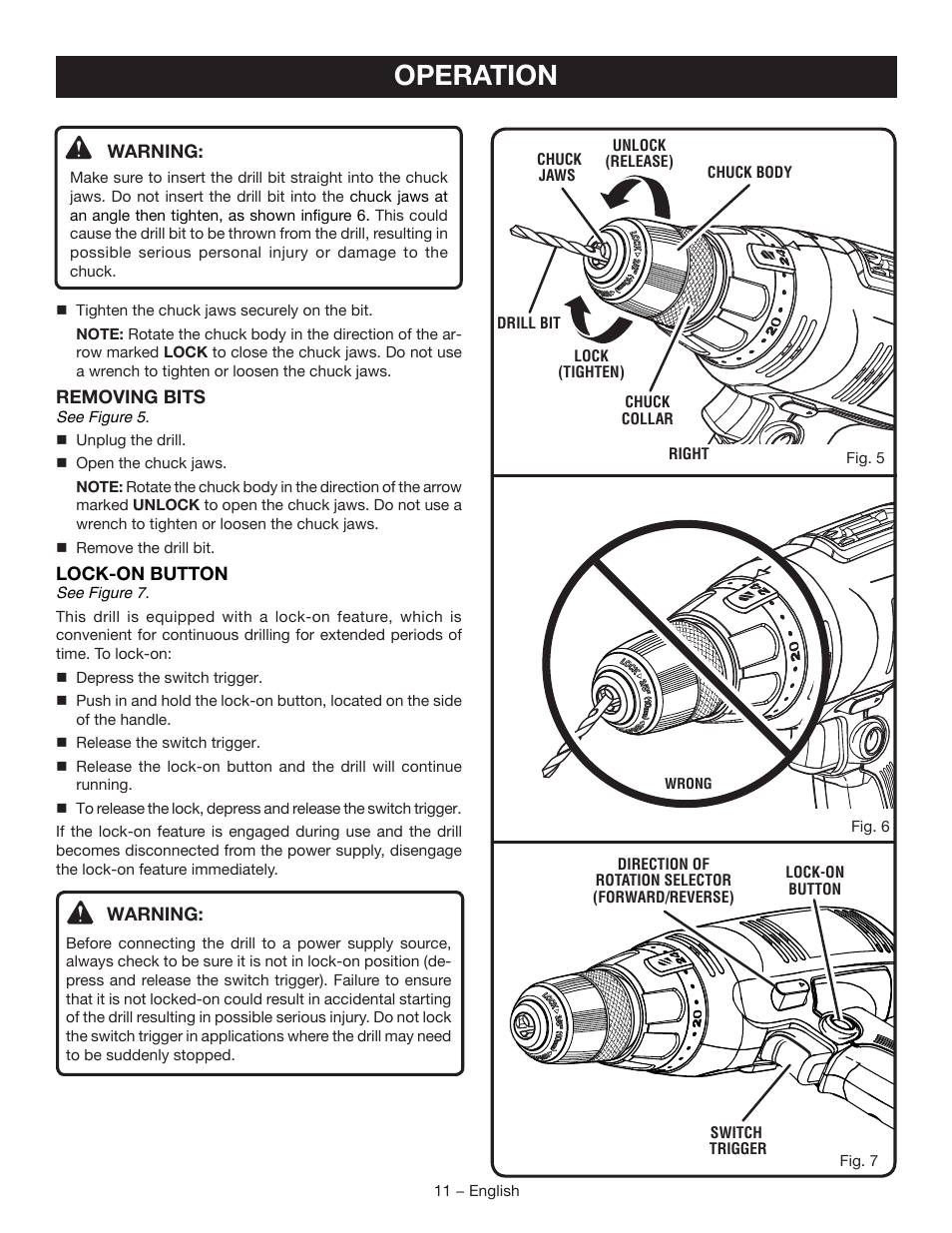 Operation | Ryobi D46CK User Manual | Page 11 / 16