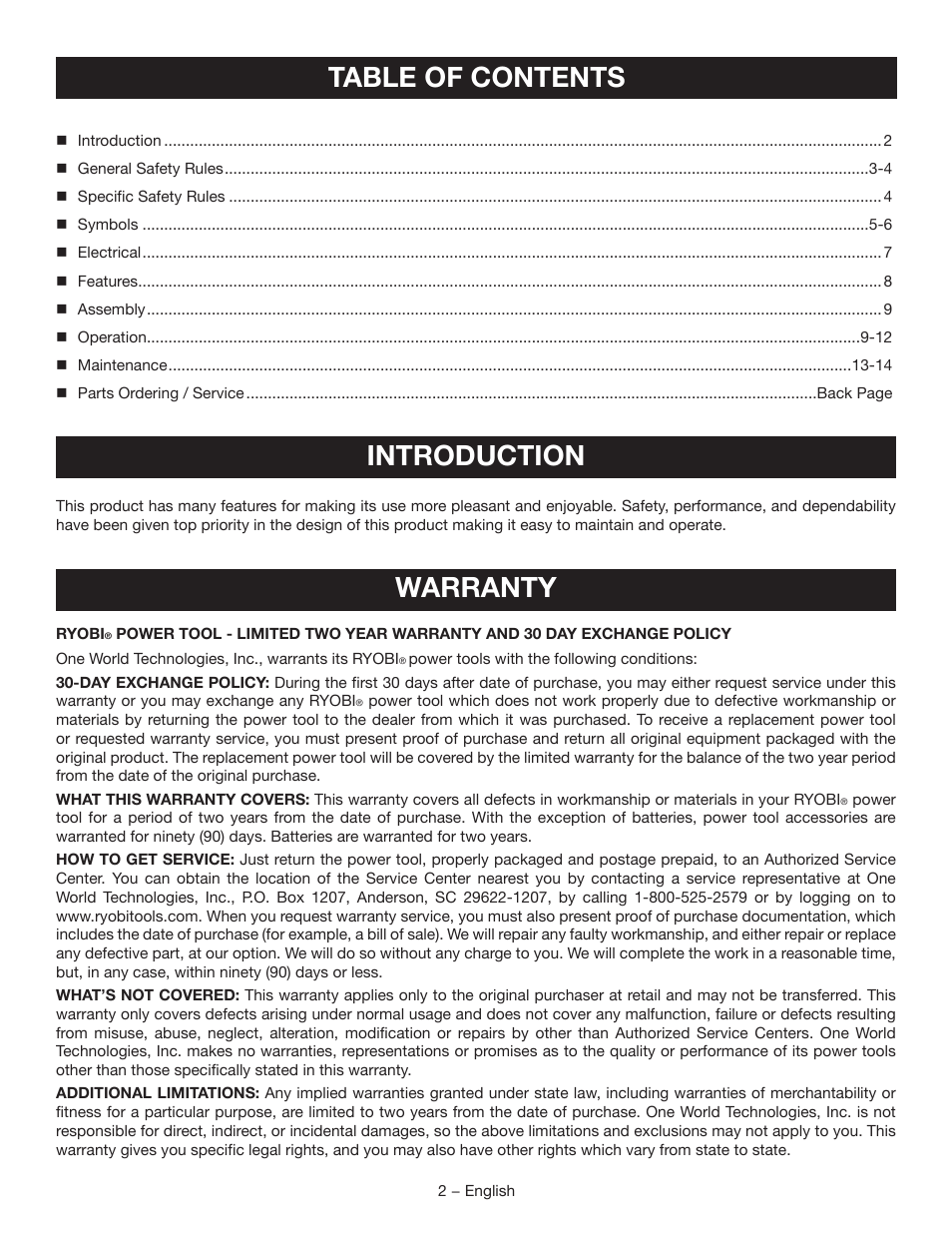 Ryobi D46CK User Manual | Page 2 / 16