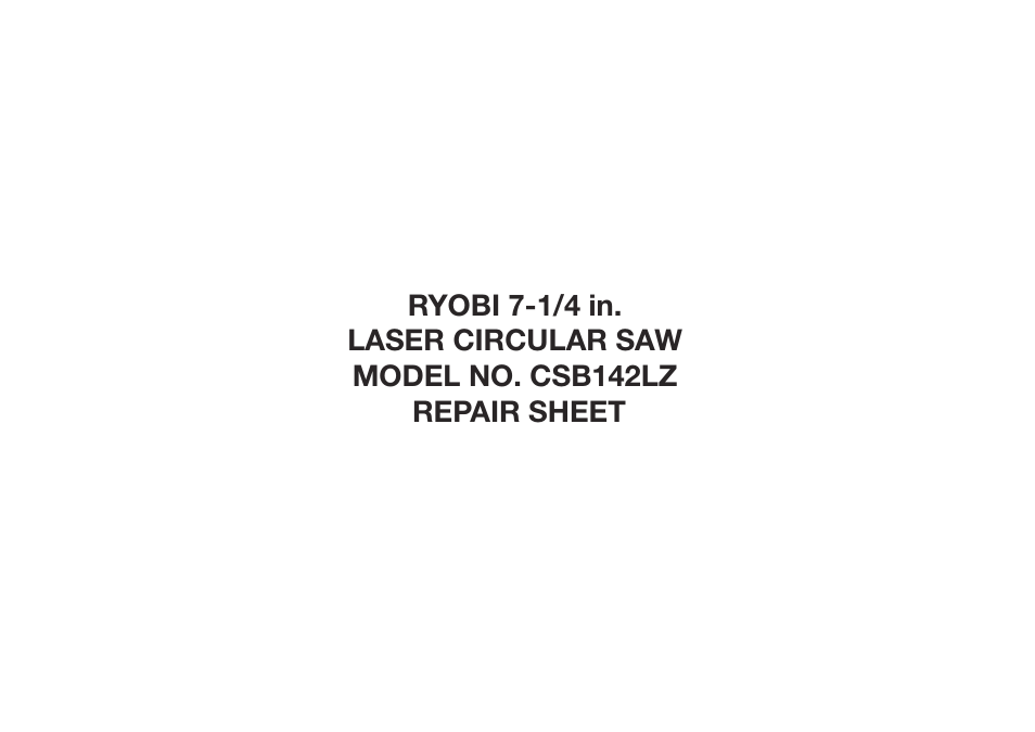 Ryobi CSB142LZ User Manual | 6 pages
