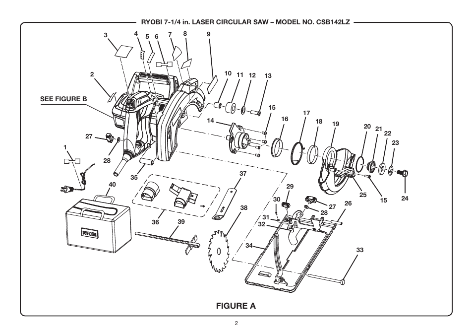 Figure a | Ryobi CSB142LZ User Manual | Page 2 / 6