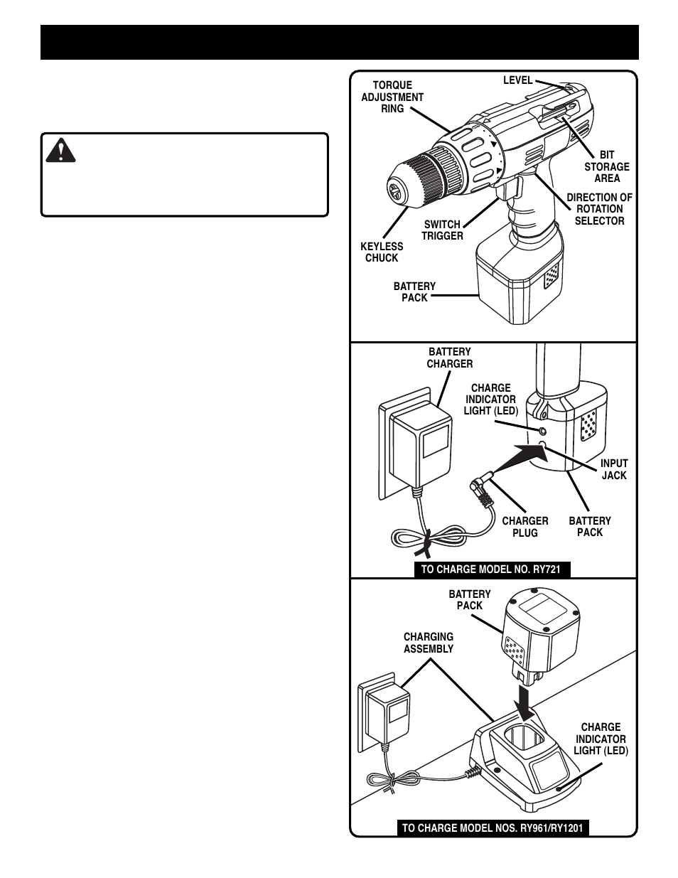 Operation, Warning | Ryobi RY1201 User Manual | Page 7 / 14