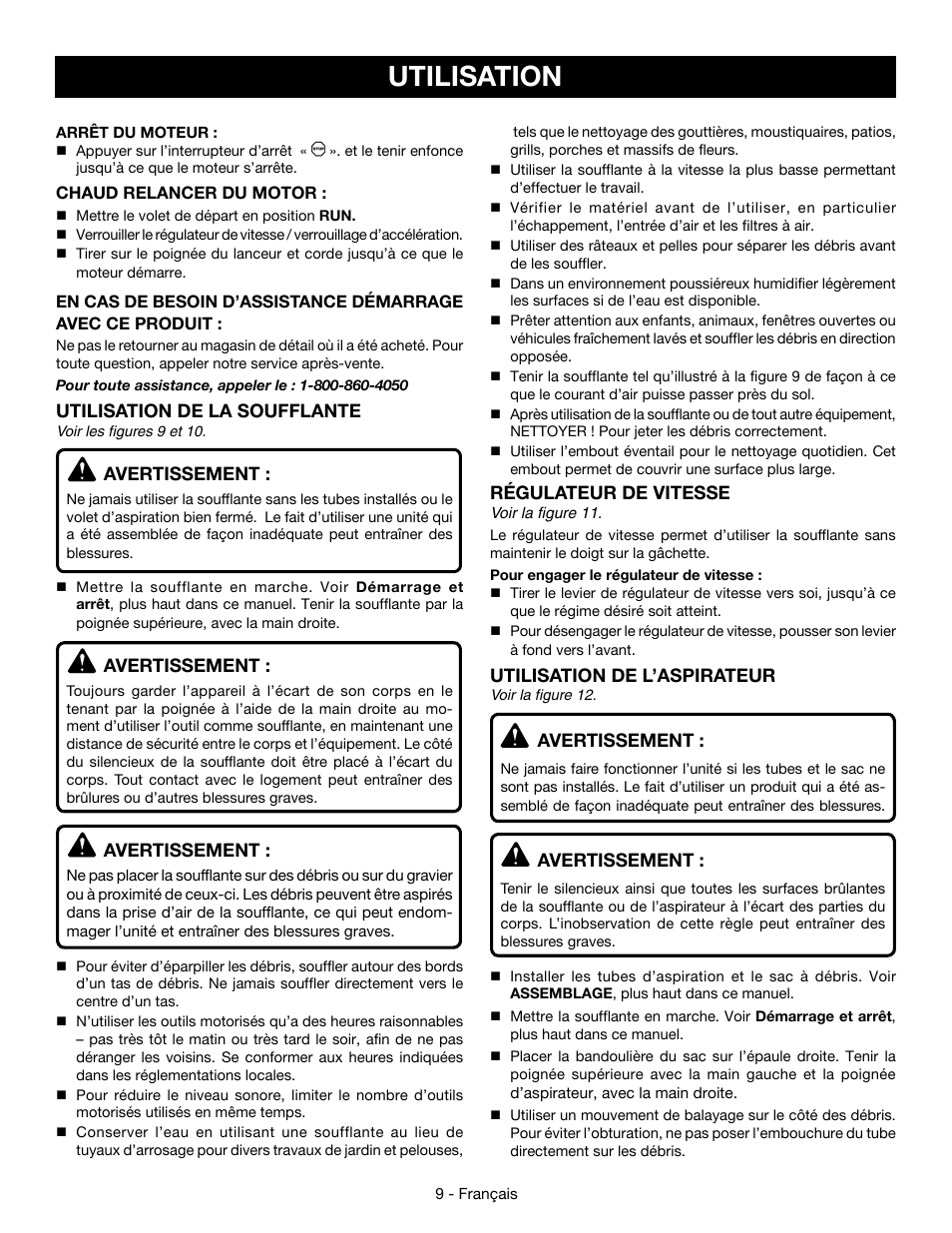 Utilisation | Ryobi RY09053 User Manual | Page 24 / 42