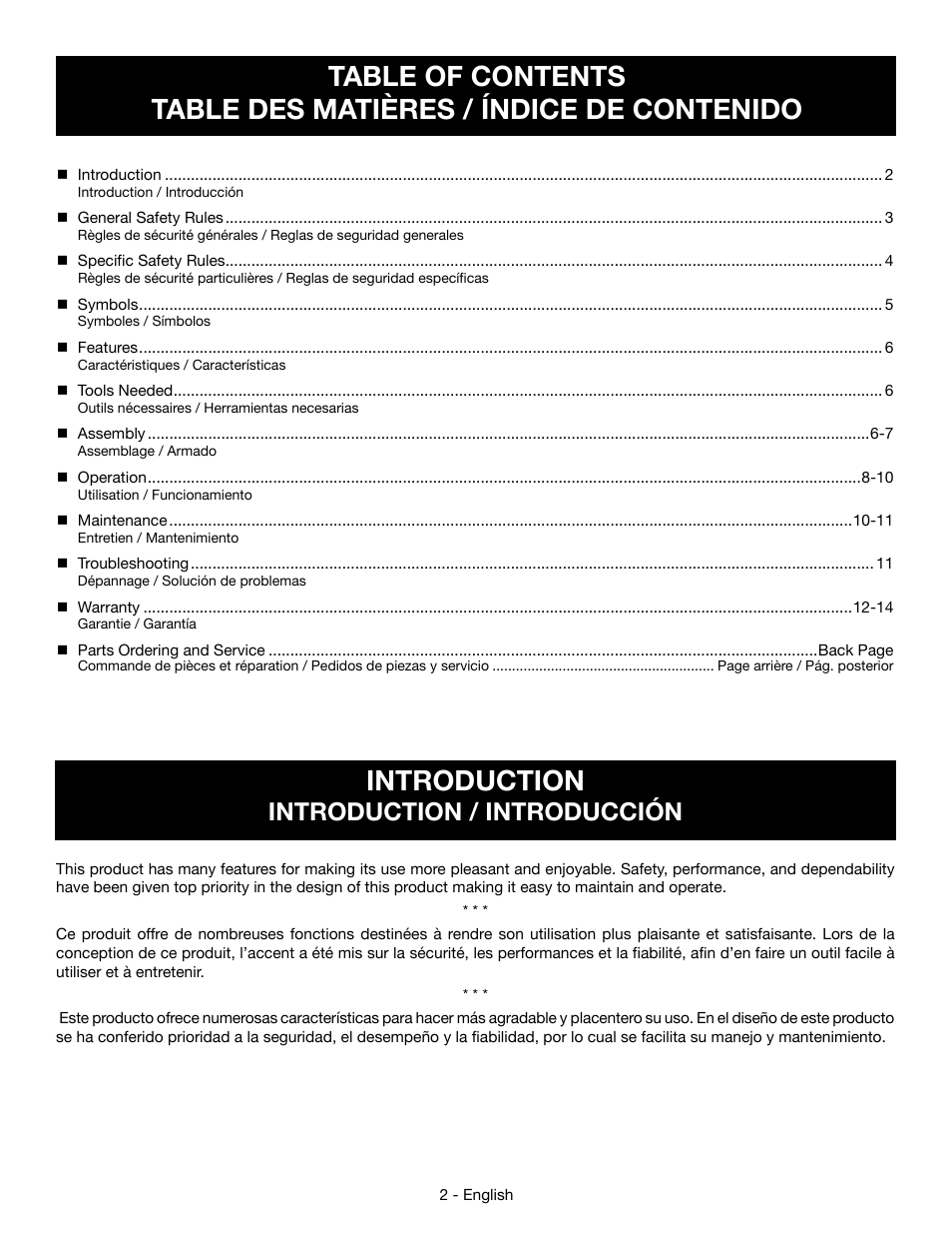Introduction, Introduction / introducción | Ryobi RY09053 User Manual | Page 4 / 42