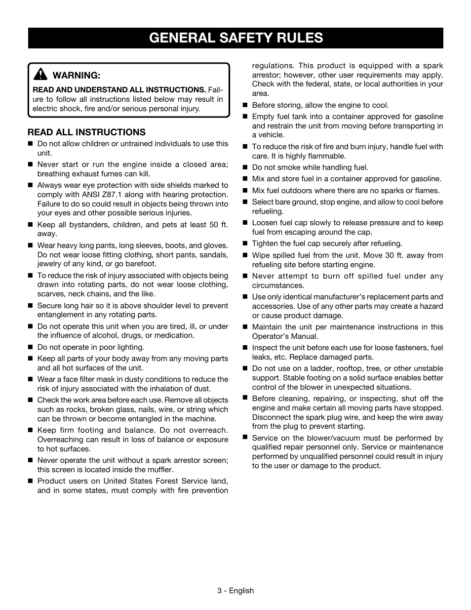 General safety rules | Ryobi RY09053 User Manual | Page 5 / 42
