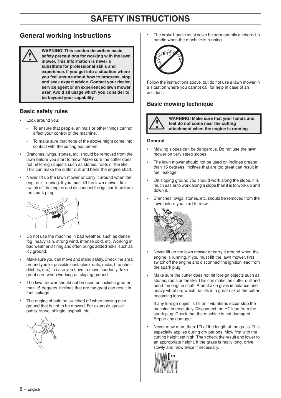 Safety instructions, General working instructions | Ryobi M48 Pro User Manual | Page 8 / 25