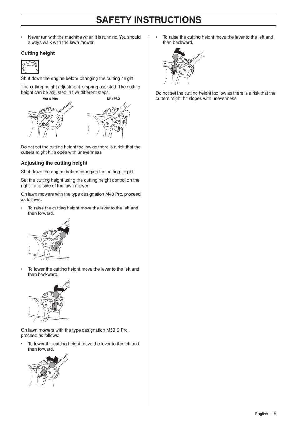 Safety instructions | Ryobi M48 Pro User Manual | Page 9 / 25