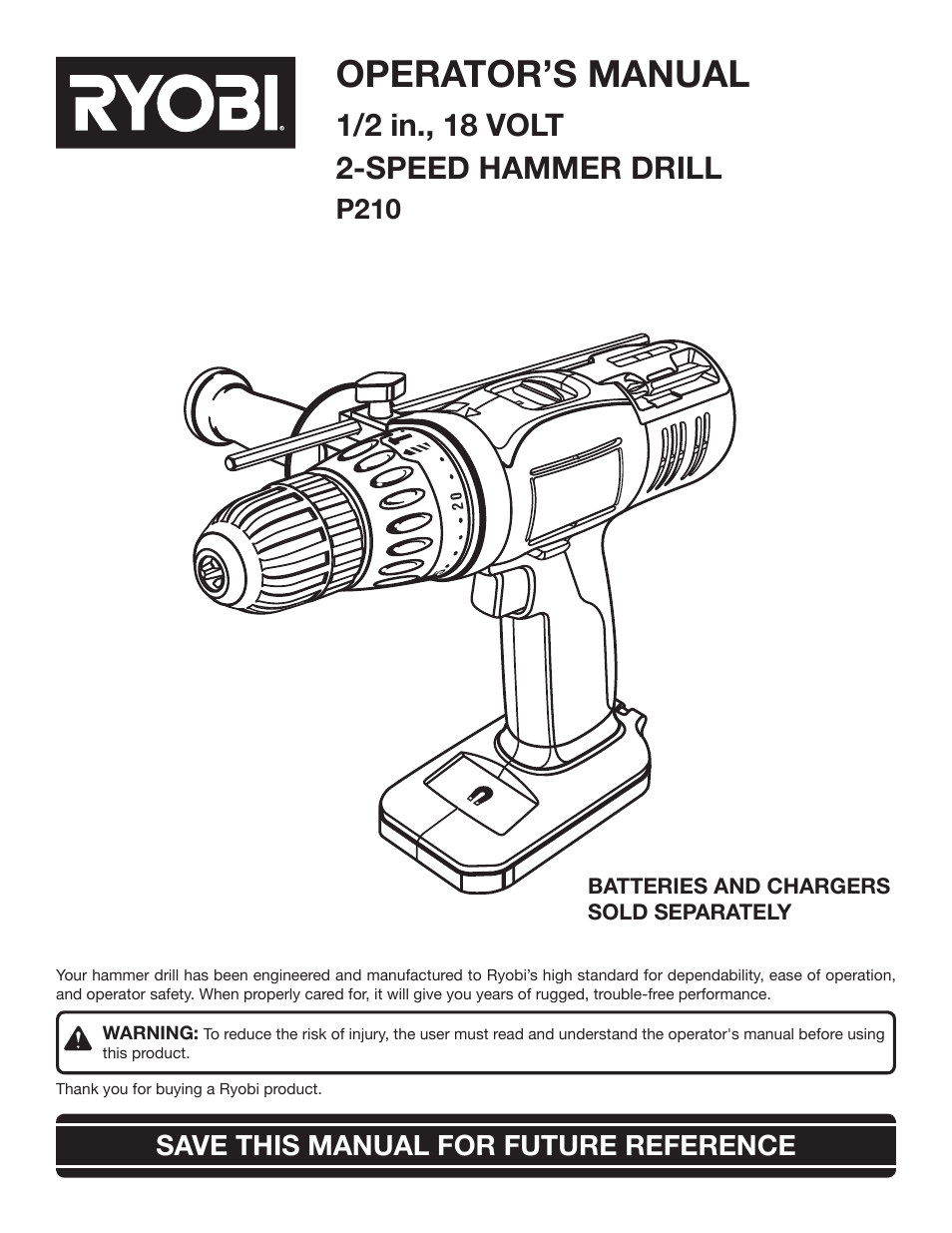 Ryobi P210 User Manual | 20 pages