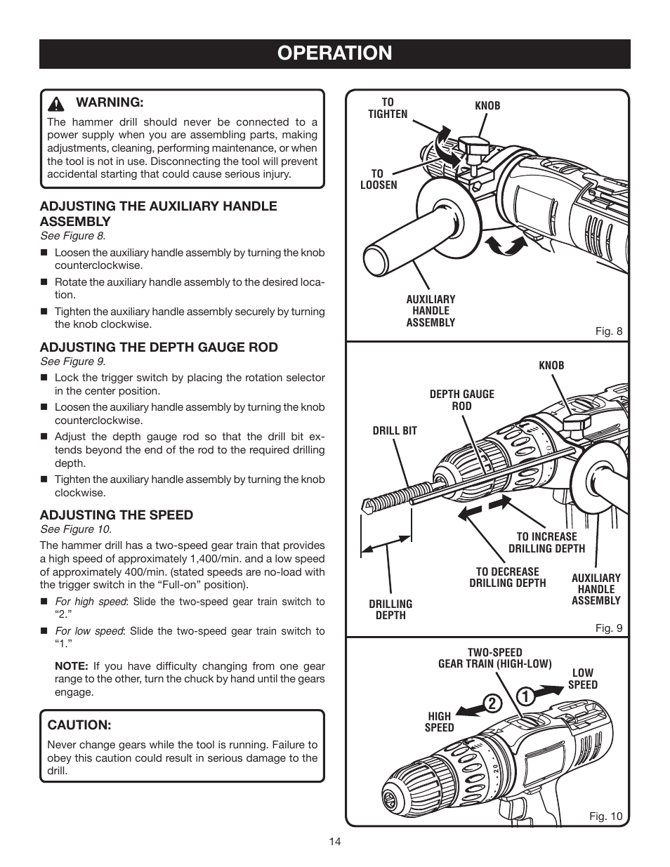 Operation | Ryobi P210 User Manual | Page 14 / 20