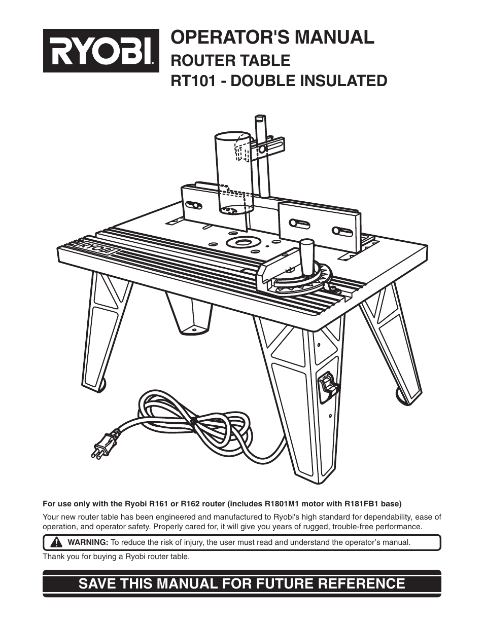 Ryobi RT101 User Manual | 18 pages