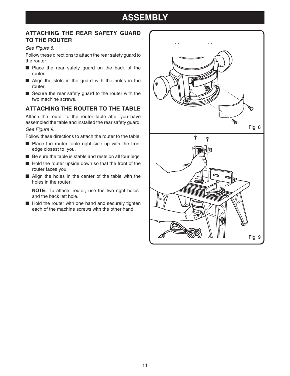 Assembly | Ryobi RT101 User Manual | Page 11 / 18
