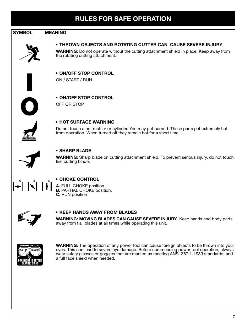 Rules for safe operation | Ryobi 768r User Manual | Page 7 / 24