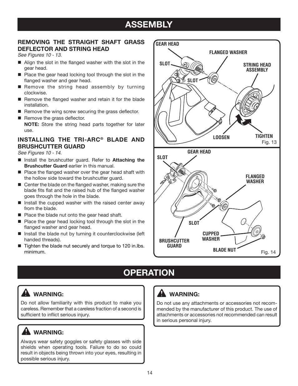 Assembly, Operation | Ryobi CS30 RY30524 User Manual | Page 14 / 26