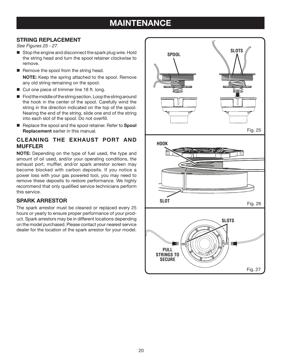 Maintenance | Ryobi CS30 RY30524 User Manual | Page 20 / 26