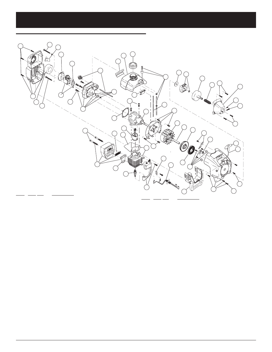 Parts list, Engine parts - model 750r 2 cycle gas trimmer | Ryobi 750r User Manual | Page 78 / 80