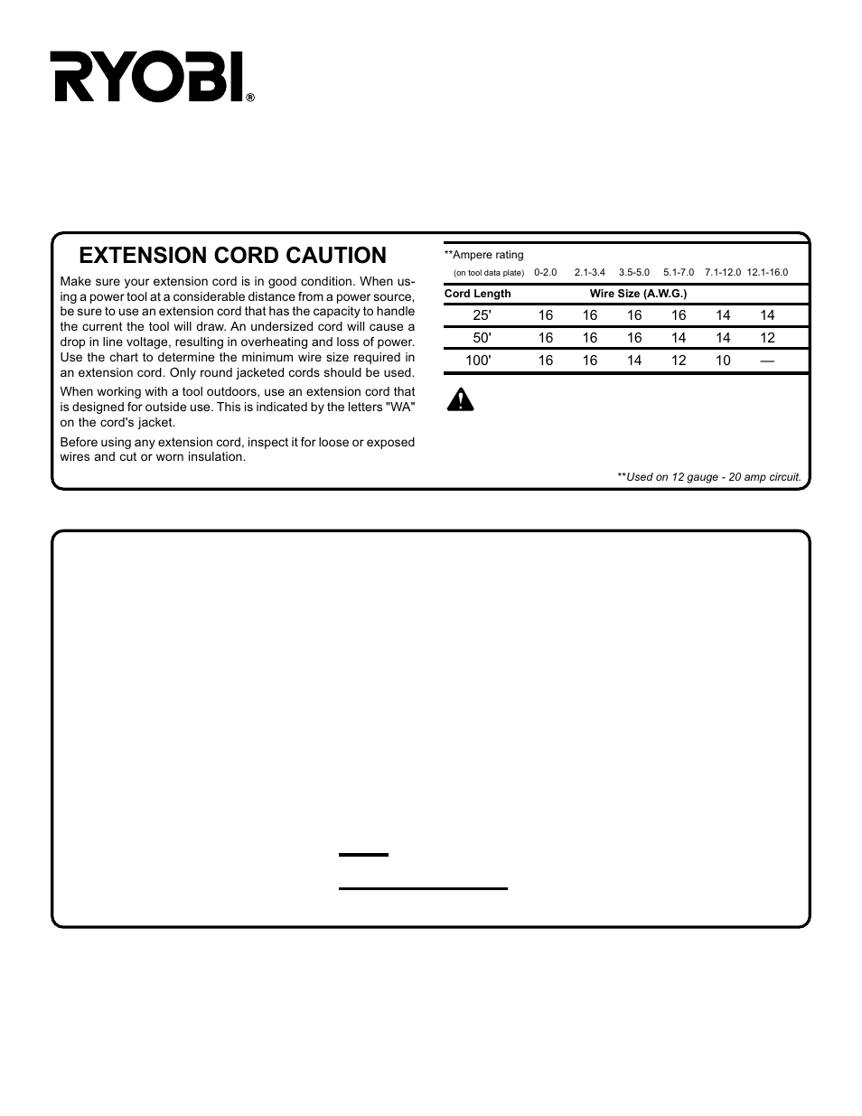 Operator's manual model rt100 router table, Service, Model no. and serial no | Extension cord caution, Ryobi technologies inc | Ryobi RT100 User Manual | Page 14 / 14