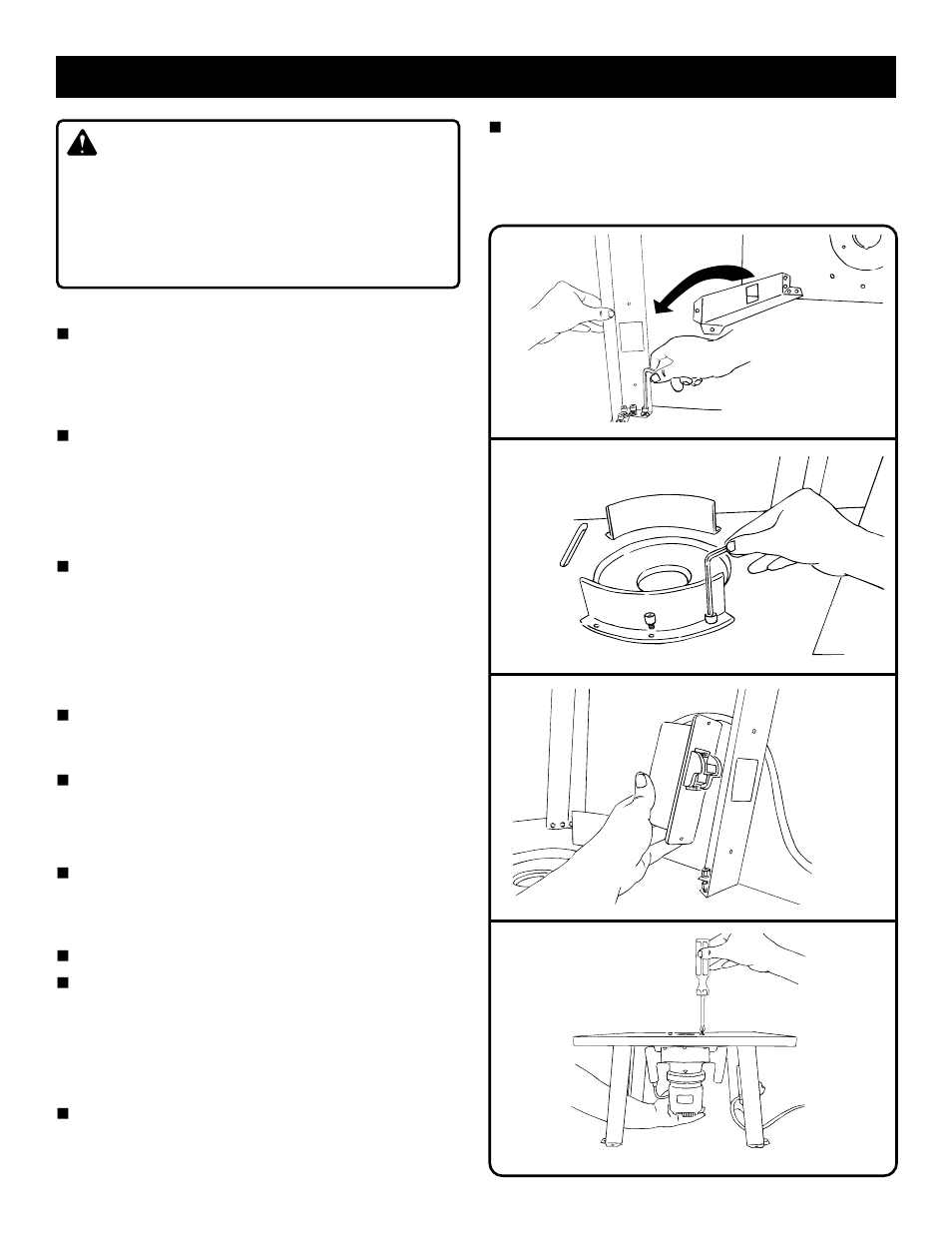 Assembly, Warning | Ryobi RT100 User Manual | Page 8 / 14