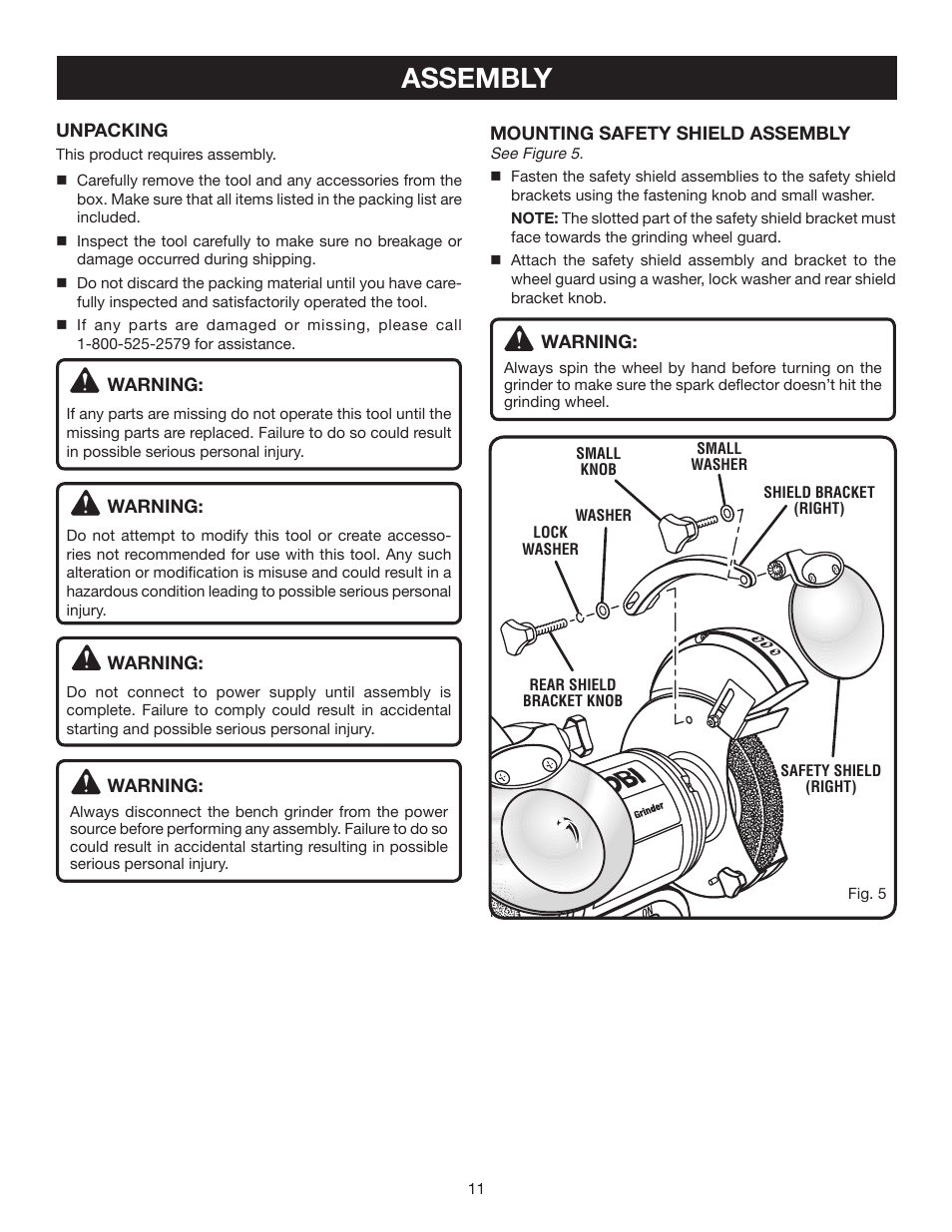 Assembly | Ryobi BGH827 User Manual | Page 11 / 18