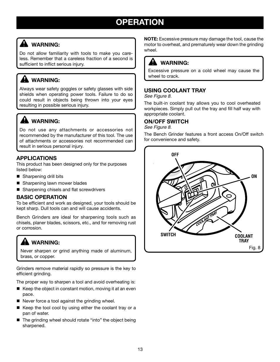 Operation | Ryobi BGH827 User Manual | Page 13 / 18