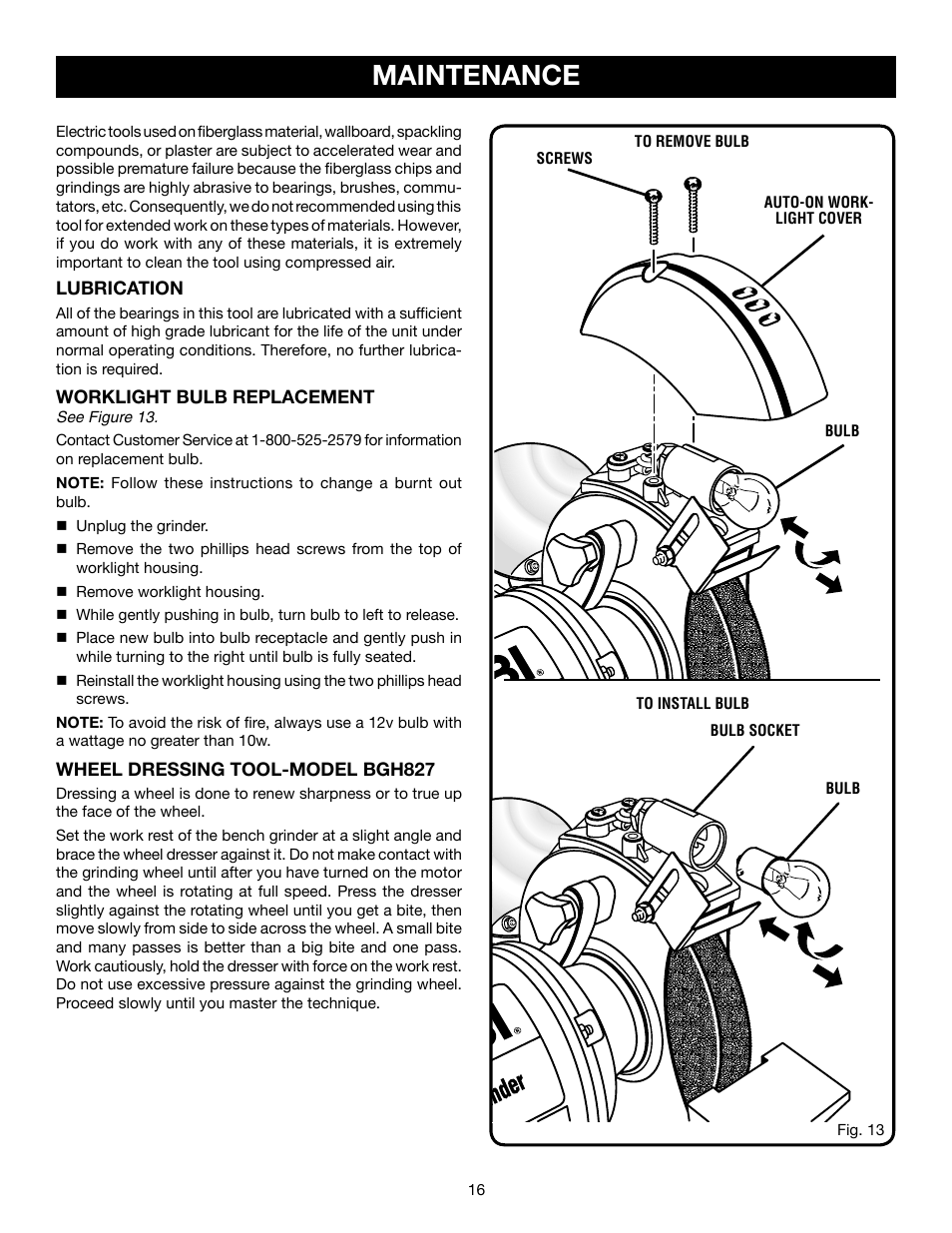 Maintenance | Ryobi BGH827 User Manual | Page 16 / 18