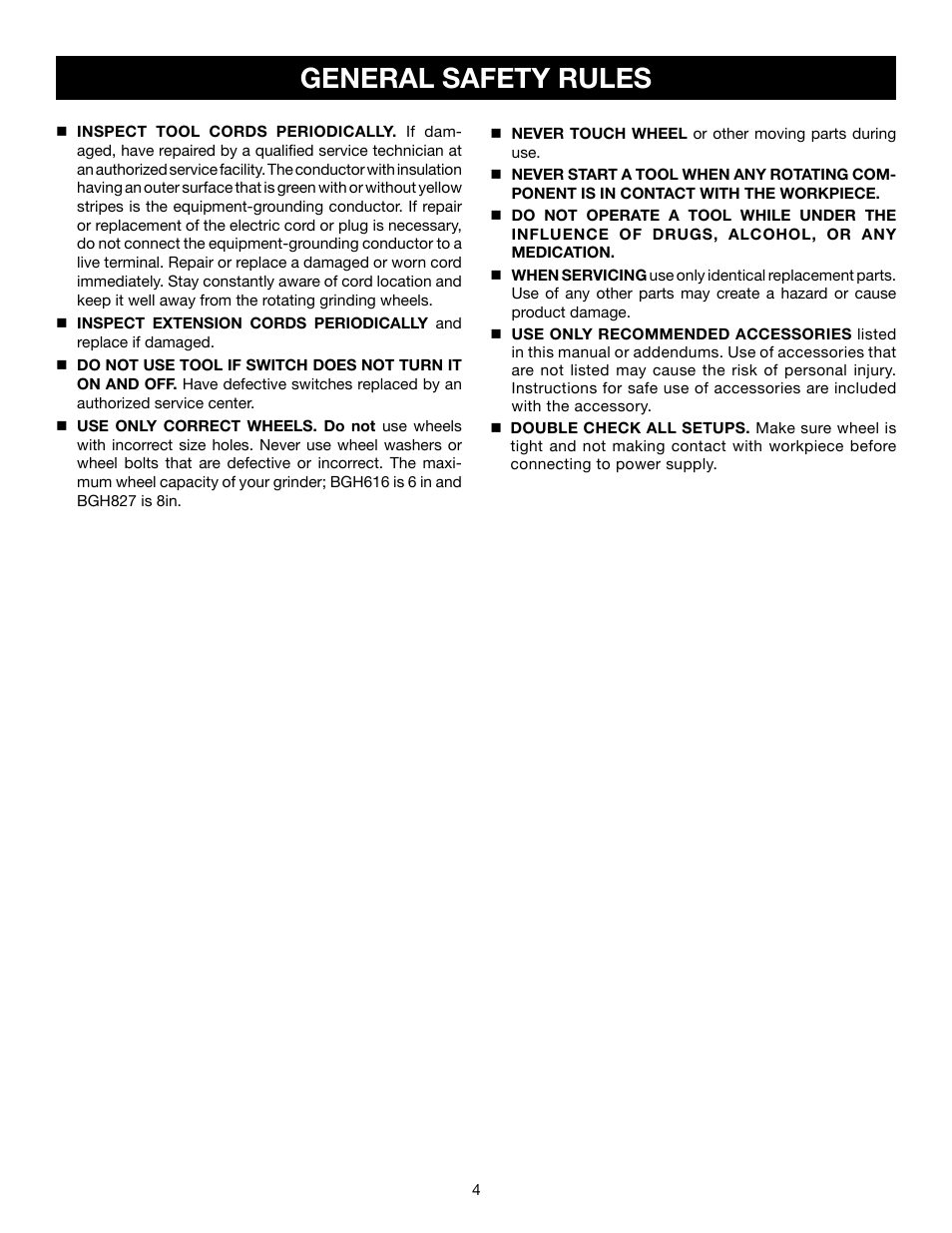 General safety rules | Ryobi BGH827 User Manual | Page 4 / 18