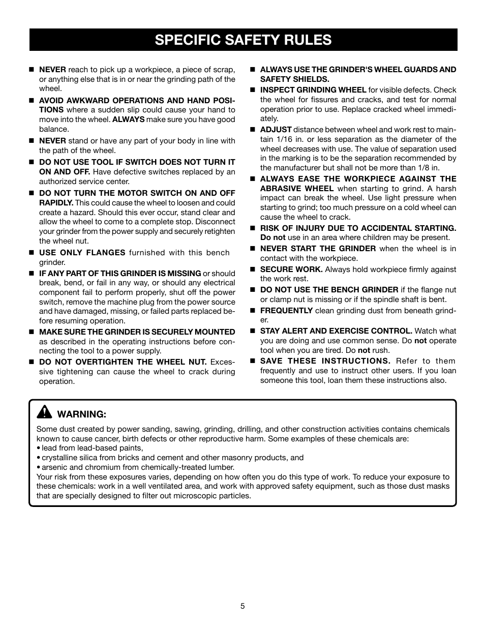 Specific safety rules | Ryobi BGH827 User Manual | Page 5 / 18