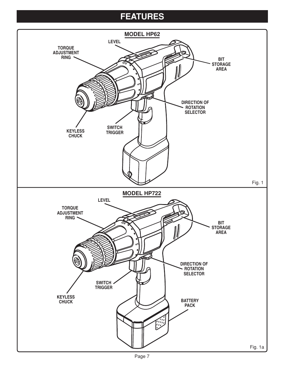 Features | Ryobi HP722 User Manual | Page 7 / 18